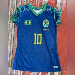 Blue and Green Brazil Soccer Jersey